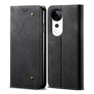 For vivo S19 Denim Texture Flip Leather Phone Case(Black)
