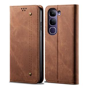 For vivo V40 Lite 4G IDN / 5G IDN Denim Texture Flip Leather Phone Case(Brown)