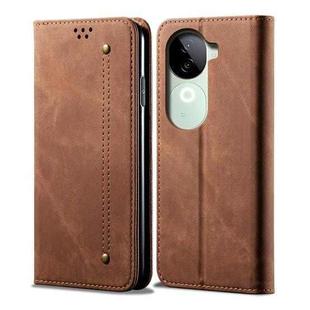 For vivo V40e 5G India / iQOO Z9s 5G Denim Texture Flip Leather Phone Case(Brown)