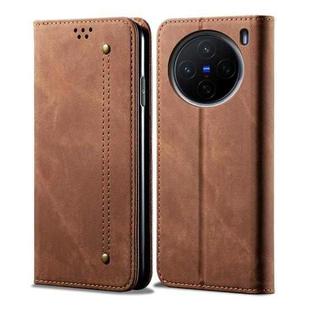 For vivo X200 Denim Texture Flip Leather Phone Case(Brown)