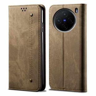 For vivo X200 Pro mini Denim Texture Flip Leather Phone Case(Khaki)