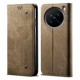 For vivo X200 Pro Denim Texture Flip Leather Phone Case(Khaki)