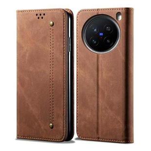 For vivo X200 Pro Denim Texture Flip Leather Phone Case(Brown)