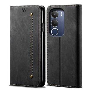 For vivo Y19s 4G Denim Texture Flip Leather Phone Case(Black)