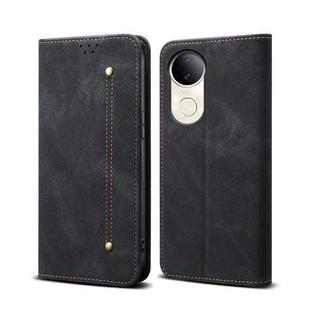 For vivo S20 5G Denim Texture Flip Leather Phone Case(Black)