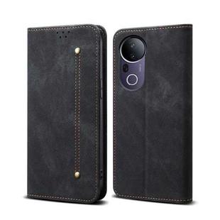 For vivo S20 Pro 5G Denim Texture Flip Leather Phone Case(Black)