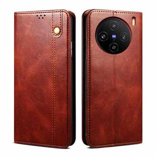 For vivo X100 Pro Oil Wax Crazy Horse Texture Leather Phone Case(Brown)