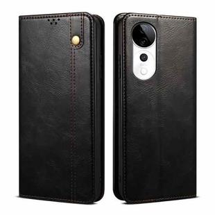 For vivo S19 Oil Wax Crazy Horse Texture Leather Phone Case(Black)