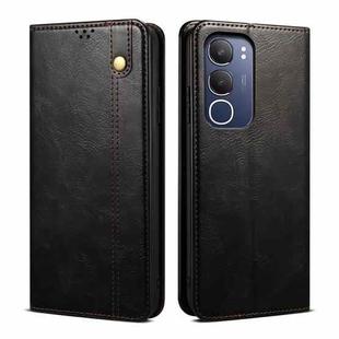 For vivo Y19s 4G Oil Wax Crazy Horse Texture Leather Phone Case(Black)