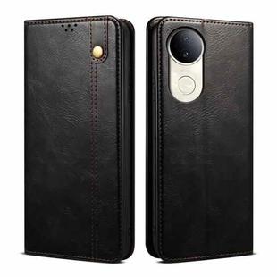 For vivo V50 Oil Wax Crazy Horse Texture Leather Phone Case(Black)