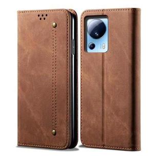 For Xiaomi 13 Lite / Civi 2 Denim Texture Flip Leather Phone Case(Brown)