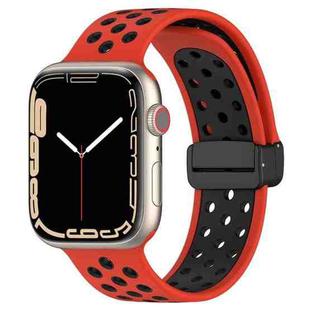 For Apple Watch SE 2022 40mm Magnetic Buckle Silicone Watch Band(Red Black)