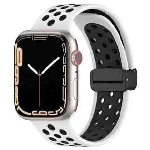 For Apple Watch SE 40mm Magnetic Buckle Silicone Watch Band(White Black)