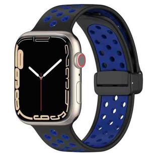 For Apple Watch 5 40mm Magnetic Buckle Silicone Watch Band(Black Blue)