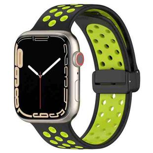 For Apple Watch 4 44mm Magnetic Buckle Silicone Watch Band(Black Limes)