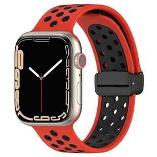 For Apple Watch 38mm Magnetic Buckle Silicone Watch Band(Red Black)