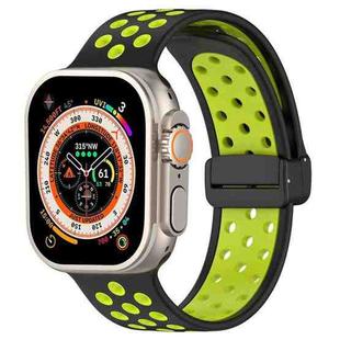 For Apple Watch Series 9 41mm Magnetic Buckle Silicone Watch Band(Black Limes)