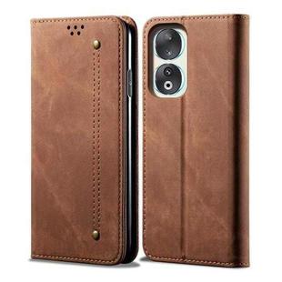 For Honor 90 Pro Denim Texture Flip Leather Phone Case(Brown)