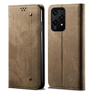 For Honor 200 Lite 5G Global Denim Texture Flip Leather Phone Case(Khaki)