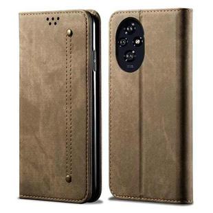 For Honor 200 Pro Denim Texture Flip Leather Phone Case(Khaki)