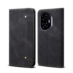 For Honor 300 5G Denim Texture Flip Leather Phone Case(Black)