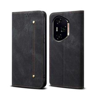 For Honor 300 Ultra Denim Texture Flip Leather Phone Case(Black)