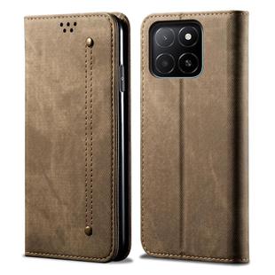 For Honor X8c 4G Denim Texture Flip Leather Phone Case(Khaki)