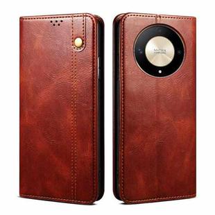 For Honor Magic6 Lite / X9b 5G Oil Wax Crazy Horse Texture Leather Phone Case(Brown)