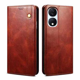 For Honor Play 8T 5G / X7b Oil Wax Crazy Horse Texture Leather Phone Case(Brown)