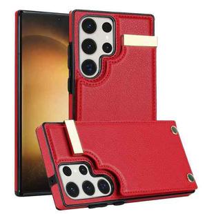 For Samsung Galaxy S23 Ultra 5G Metal Buckle Card Slots Phone Case(Red)