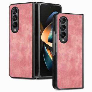 For Samsung Galaxy Z Fold4 Skin-feel Solid Color PU Back Cover Phone Case(Pink)