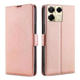 For Infinix Note 40 Pro 5G Ultra-thin Voltage Side Buckle Horizontal Flip Leather Phone Case(Rose Gold)