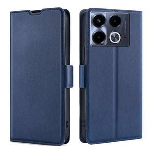 For Infinix Note 40 4G Ultra-thin Voltage Side Buckle Horizontal Flip Leather Phone Case(Blue)