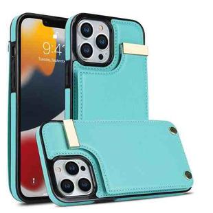 For iPhone 14 Pro Max Metal Buckle Card Slots Phone Case(Green)