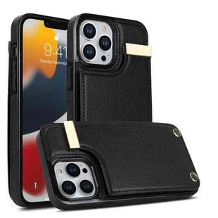 For iPhone 13 Pro Metal Buckle Card Slots Phone Case(Black)