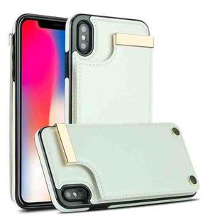 For iPhone XS Max Metal Buckle Card Slots Phone Case(White)