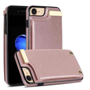 For iPhone SE 2022 / 2020 / 8 / 7 Metal Buckle Card Slots Phone Case(Rose Gold)
