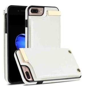 For iPhone 8 Plus / 7 Plus Metal Buckle Card Slots Phone Case(White)