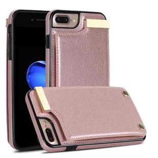 For iPhone 8 Plus / 7 Plus Metal Buckle Card Slots Phone Case(Rose Gold)