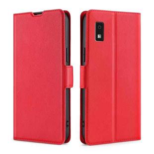 For Sharp Aqous Wish3 Ultra-thin Voltage Side Buckle Horizontal Flip Leather Phone Case(Red)