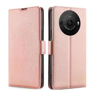 For Sharp Aquos R8 Pro SH-51D Ultra-thin Voltage Side Buckle Horizontal Flip Leather Phone Case(Rose Gold)