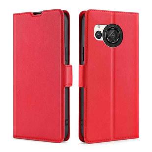 For Sharp Aquos R8 SH-52D Ultra-thin Voltage Side Buckle Horizontal Flip Leather Phone Case(Red)