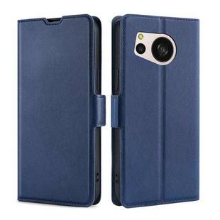 For Sharp Aquos Sense 8 Ultra-thin Voltage Side Buckle Horizontal Flip Leather Phone Case(Blue)