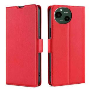 For Sharp Aquos R9 Ultra-thin Voltage Side Buckle Horizontal Flip Leather Phone Case(Red)