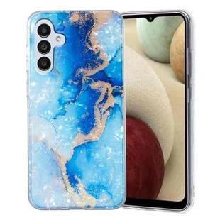 For Samsung Galaxy A04s IMD Shell Pattern TPU Phone Case(Blue Gold Marble)