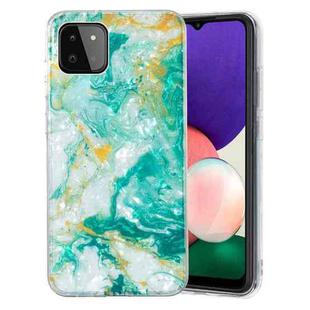 For Samsung Galaxy A22 5G IMD Shell Pattern TPU Phone Case(Green Marble)