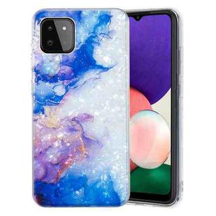 For Samsung Galaxy A22 5G IMD Shell Pattern TPU Phone Case(Sky Blue Purple Marble)