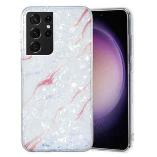 For Samsung Galaxy S21 Ultra 5G IMD Shell Pattern TPU Phone Case(White Marble)