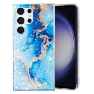 For Samsung Galaxy S23 Ultra 5G IMD Shell Pattern TPU Phone Case(Blue Gold Marble)