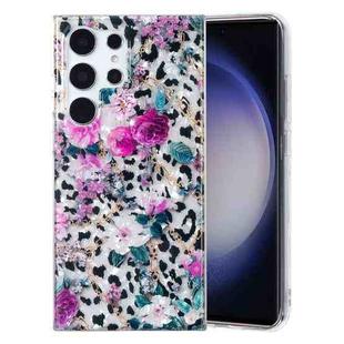 For Samsung Galaxy S23 Ultra 5G IMD Shell Pattern TPU Phone Case(Leopard Flower)